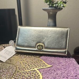 Time and Tru Metallic Gold Envelope Clutch Wristlet